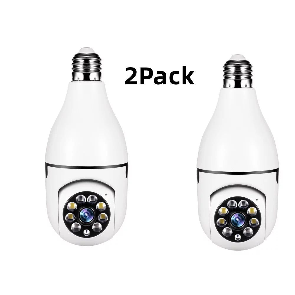 5GHz Surveillance Audio Panoramic Night Motion 360 Two E27 Pack) (2 JahyShow with Detection, Bulb Wireless Home Camera, Viewing, View 1080P Cameras Way Degree Lens, Vision, Light CCTV Remote