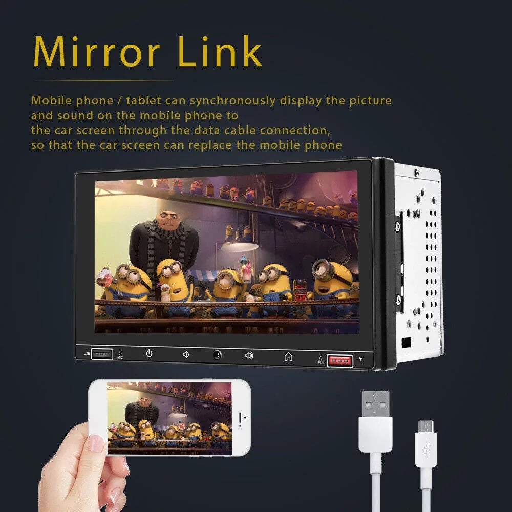 Android Auto Car Mirror Link HD Player Fast AUX Wired MP5 JLLOM System Screen 7" & - Charge Apple Bluetooth Carplay Stereo
