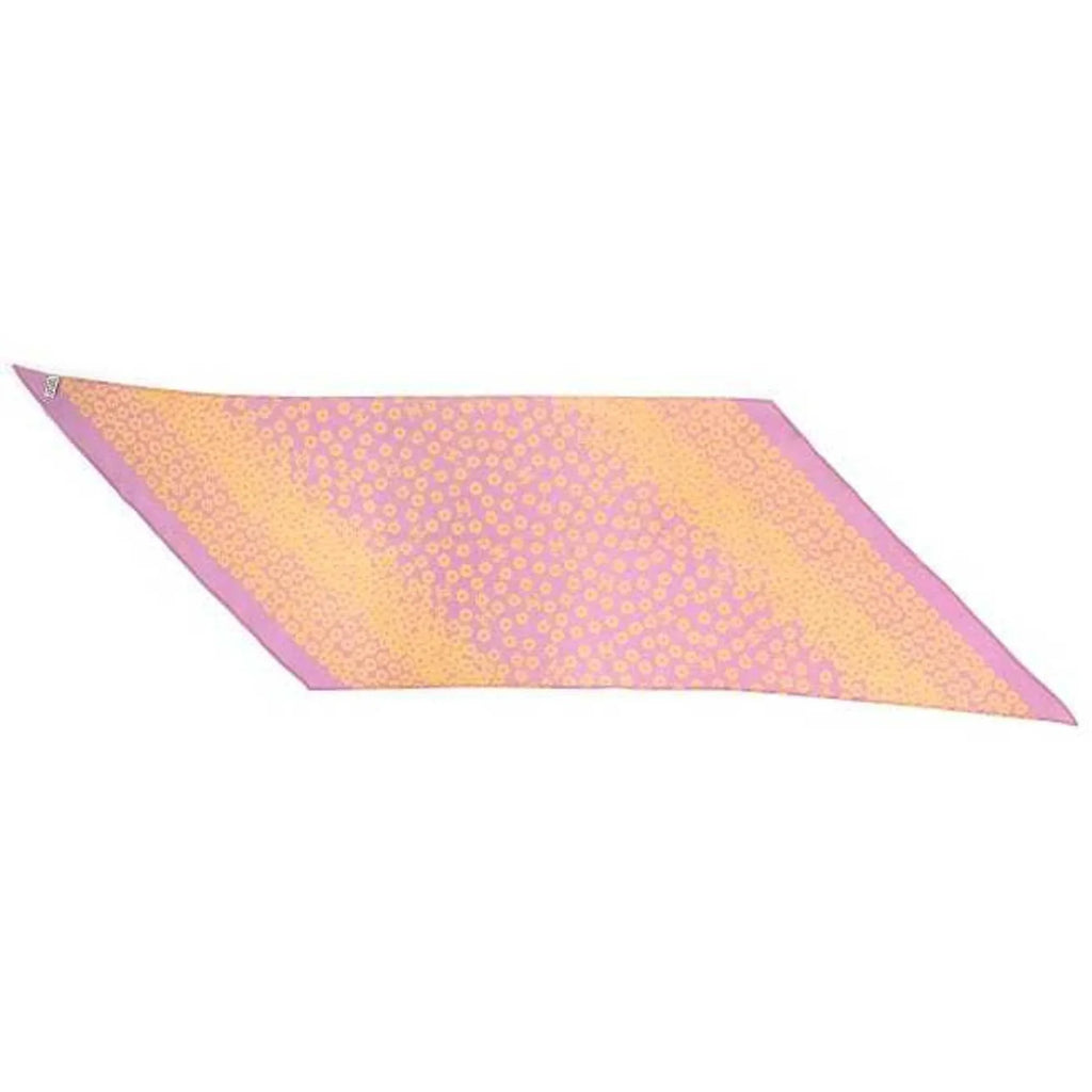 Pre-Owned here muffler 100% scarf yellow ladies CHANEL Chanel mark silk (Good) pink flower see-through