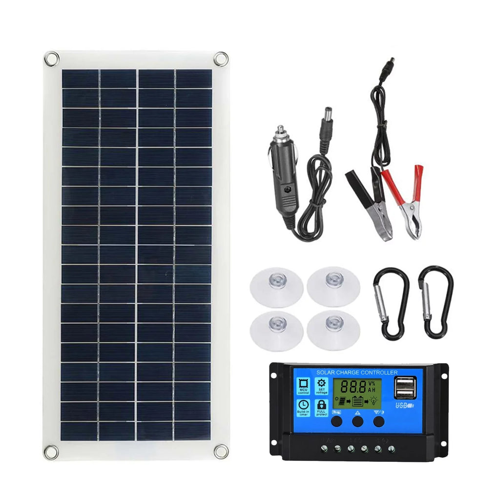 With Panel Gecheer Portable Charging Solar Waterproof 300W Flexible Board Interface Solar Phone 12/24V Cells USB Switch Kit for Car Solar Controller RV