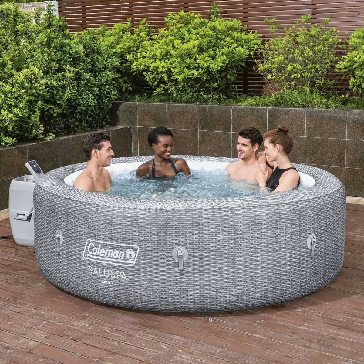 Bestway Hot Pool SaluSpa of 4 Seat Coleman AirJet Sicily Tub Spa & w/Set