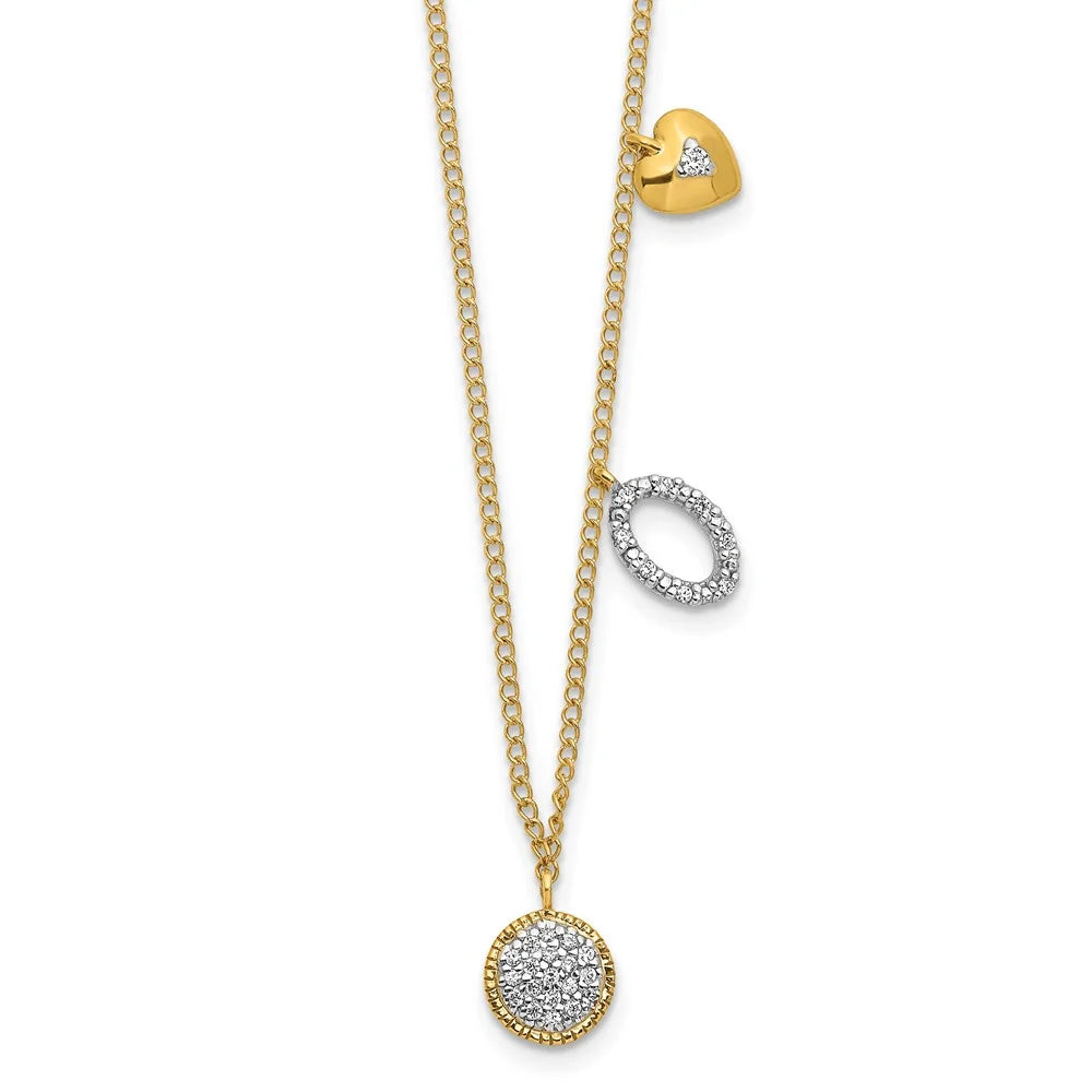 Circle inch Necklace QPM4700-010-YA 18 Diamond and Two 14k Heart