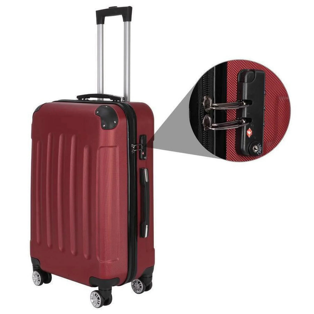 Set TSA Wine Lock, ABS Red, with Trolley 3-Piece Luggage