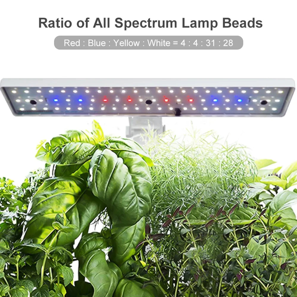 9 LED with Hydroponics Kitchen 15W for Home Height Automatic Timing Adjustable Indoor Office Lights Tank Garden Smart Kit Smart 2L Grow Water Pump Growing Water System Pods