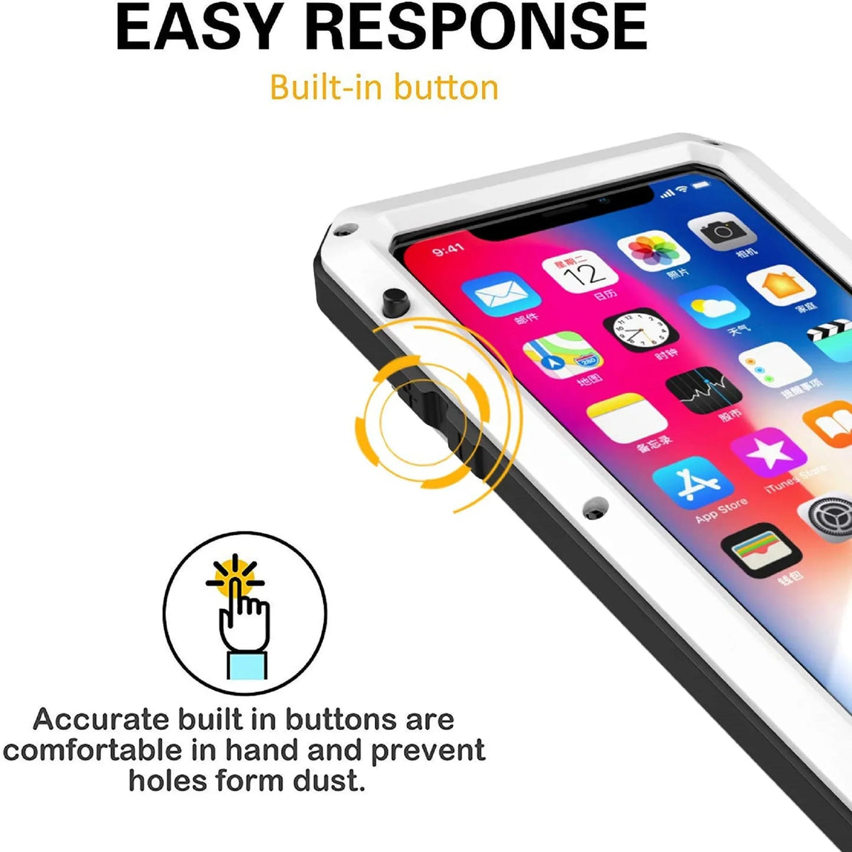 Heavy Travel Military Outdoor 6s Aluminum Resistant Scratch Glass (White) Shockproof Plus Rugged Protection, Duty iPhone Gorilla and Grade Metal Case