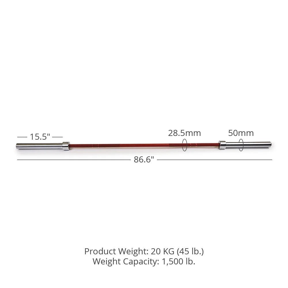 Lifting KG Multipurpose 20 LB, Barbell Olympic Fitness TITAN 28.5MM Power Red and 1,500 Barbell, Made Bar, USA Weightlifting Titan Cerakote Rated Series