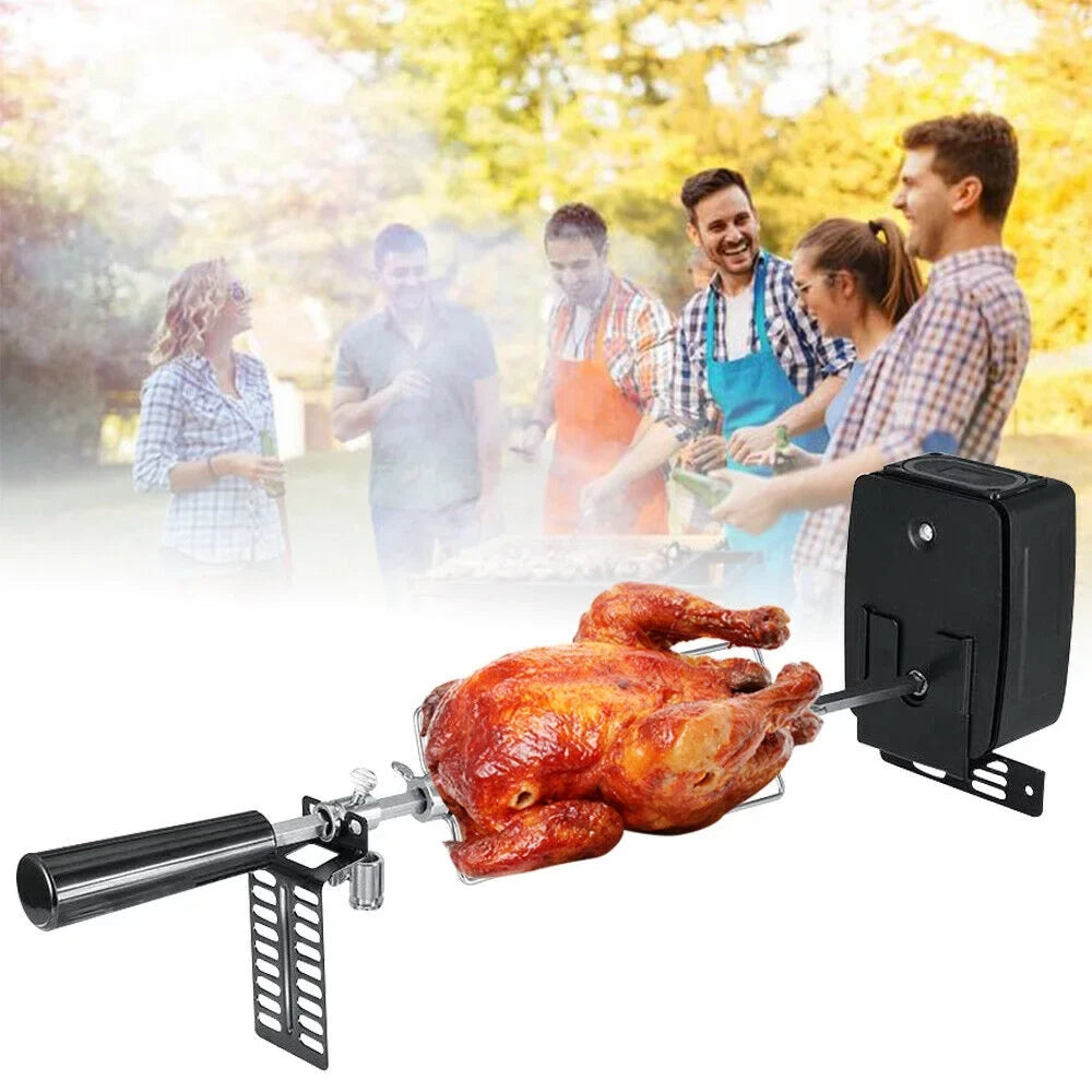 Spit Grill Roaster Outdoor Barbecue Steel Rotisserie Kit Motor Rod Stainless Electric BBQ