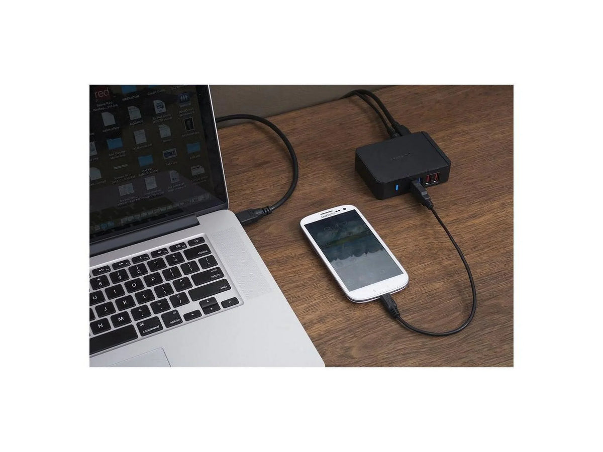 12V/4A Charging Power with [Black] HUB USB 2 3.0 Port 7 (HB-U930) + SABRENT Ports Adapter
