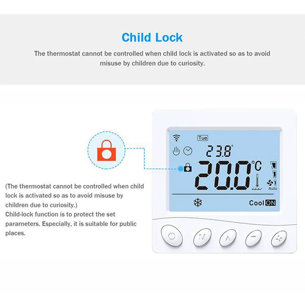 Maiju Pipe LCD Smart Modbus Thermostat,Voice tat Fan Pristin 3.2Inch Display Coil 2 WIFI/485 Pipe WIFI/485 Floor /485 ADBEN /485 Application Fan 3.2Inch BREWEL tat Modbus BUZHI 2 Modbus dsfen LCD