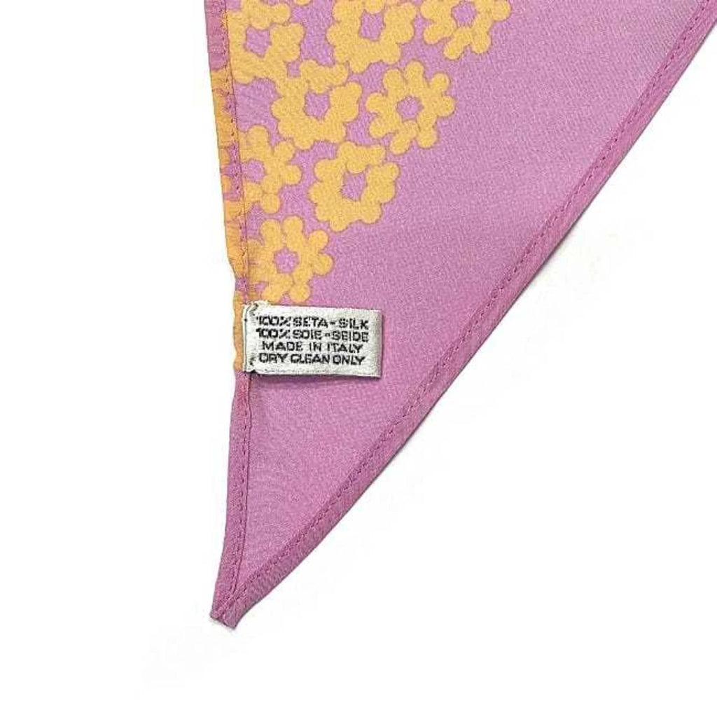 Pre-Owned here muffler 100% scarf yellow ladies CHANEL Chanel mark silk (Good) pink flower see-through