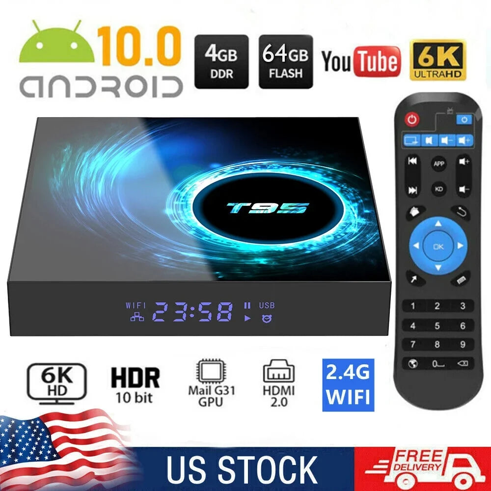 Living JahyShow Ease TV Smart Box - Streaming Quad-Core 4GB+64GB, Android T95 Room, 10.0 Media,