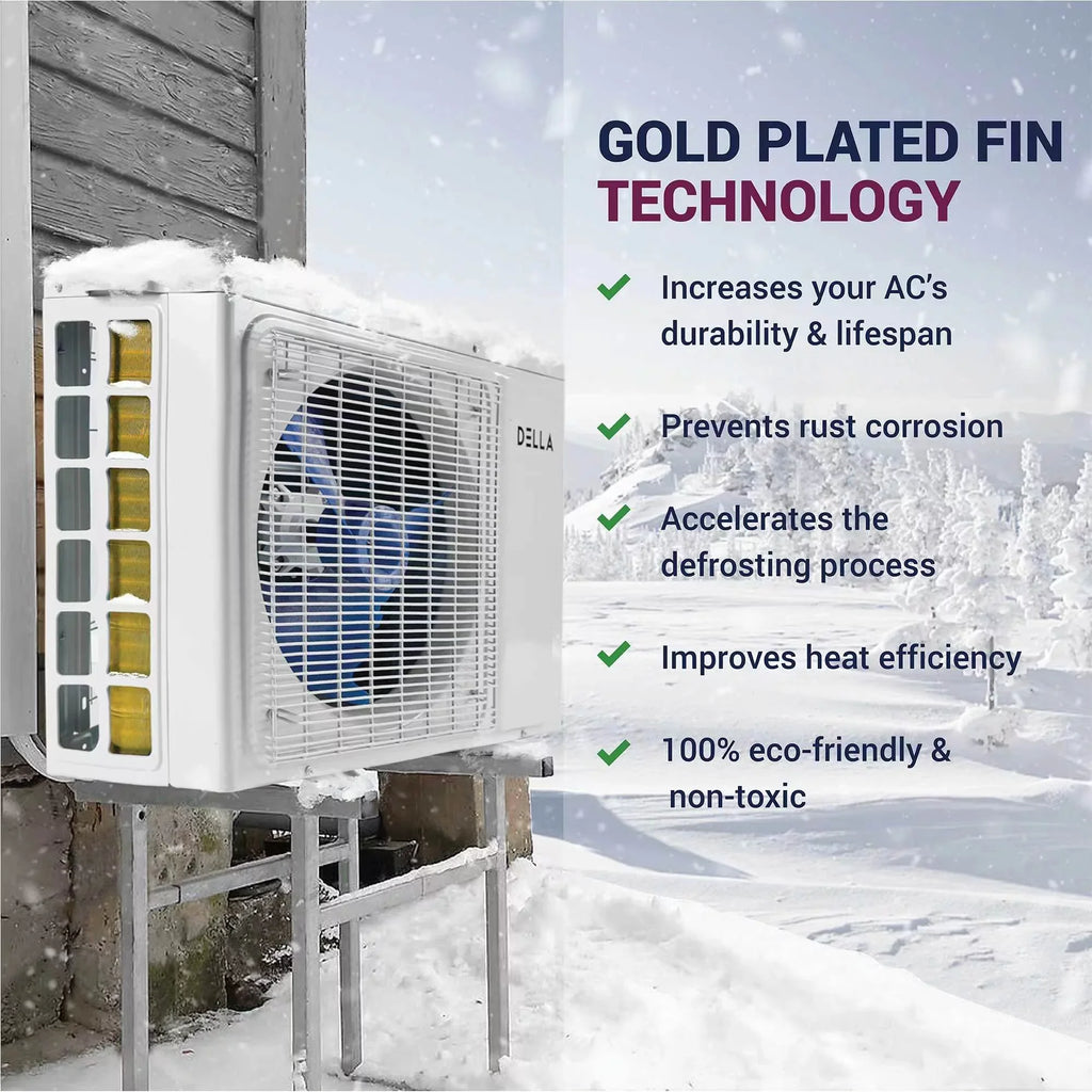 Heat Sq.Ft Zone Mini 208/230V Full Zone Set Conditioner 16ft SEER Kits Efficient 3 Up 9K BTU BTU 9K Energy Wifi Ductless to Pump ODU 9K Installation Cools Multi Split Air 27K Della Tri with 20 1200