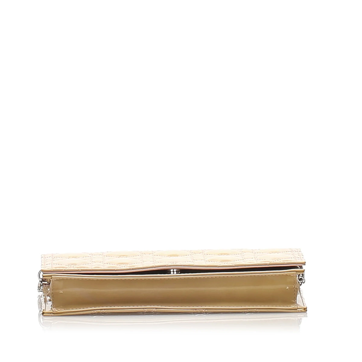 Cannage Wallet Pre-Owned Crossbody Patent on Authenticated Leather (Good) Brown Chain Women Dior Bag