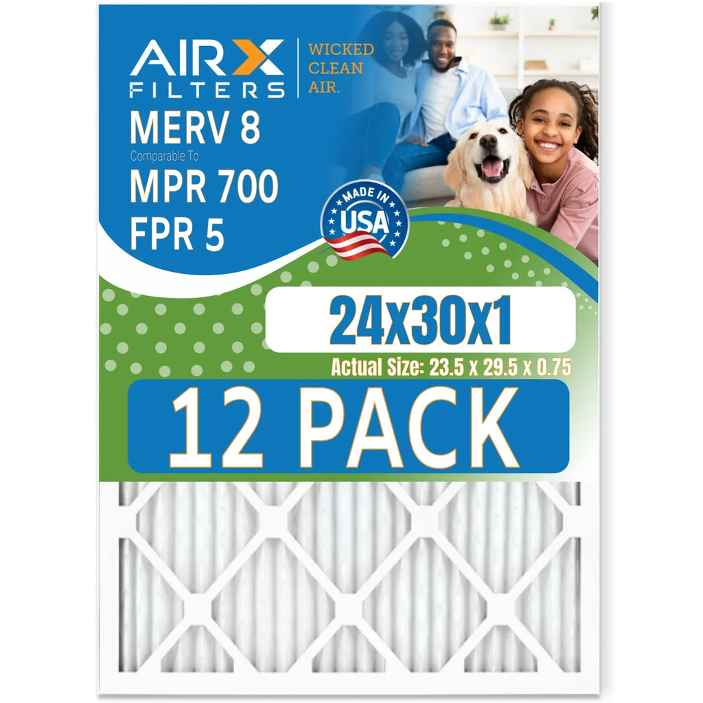 8 FPR FILTERS 700 Made Air MPR Furnace Pack MERV Comparable 12 AIRX Filters 24x30x1 WICKED - 5 to of CLEAN AIR. Rating, by in & Filter USA