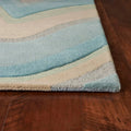 '- Blue Hand Tufted Beige x 12'3" Ocean Runner Waves Abstract Rug 8' 9'3" HomeRoots