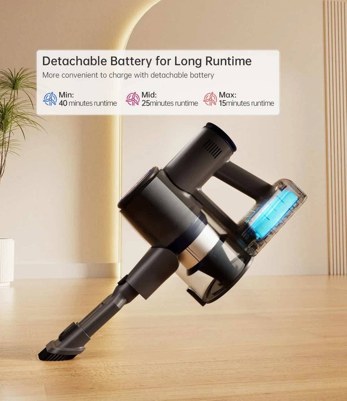 and Mins Home Carpet, Hardwood Stick for Cordless 50 28KPA, Vacuum Vacuum RunTime Cleaner 7 Modes, Cleaners Floor Cordless Pet with Cleaner Power Hair Vacuum