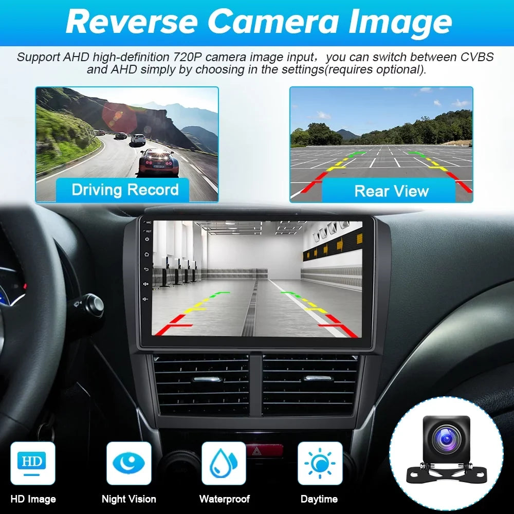 Radio Podofo for AHD Bluetooth Carplay 13 Hifi, WIFI Subaru Android 2008-2012 GPS FM Stereo Camera Car 9'' Touchscreen Wireless Android Forester 2+64G Backup Auto
