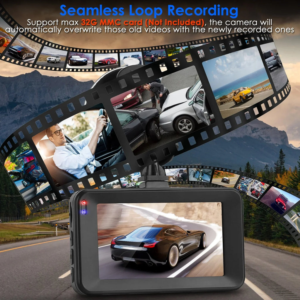 Recording with Loop Night Vision Motion iMounTEK Camera Not Dash Dual (32G Car MMC Rear Recorder Video DVR Front Car Detection 1080P G-Sensor Included) Cam Card