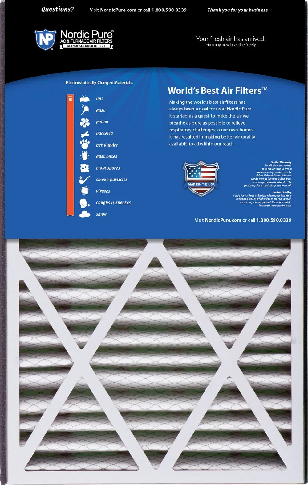 Air Replacement Pack Cub 16x25x3 Filter 1 15 Bear 266649-101 Air MERV
