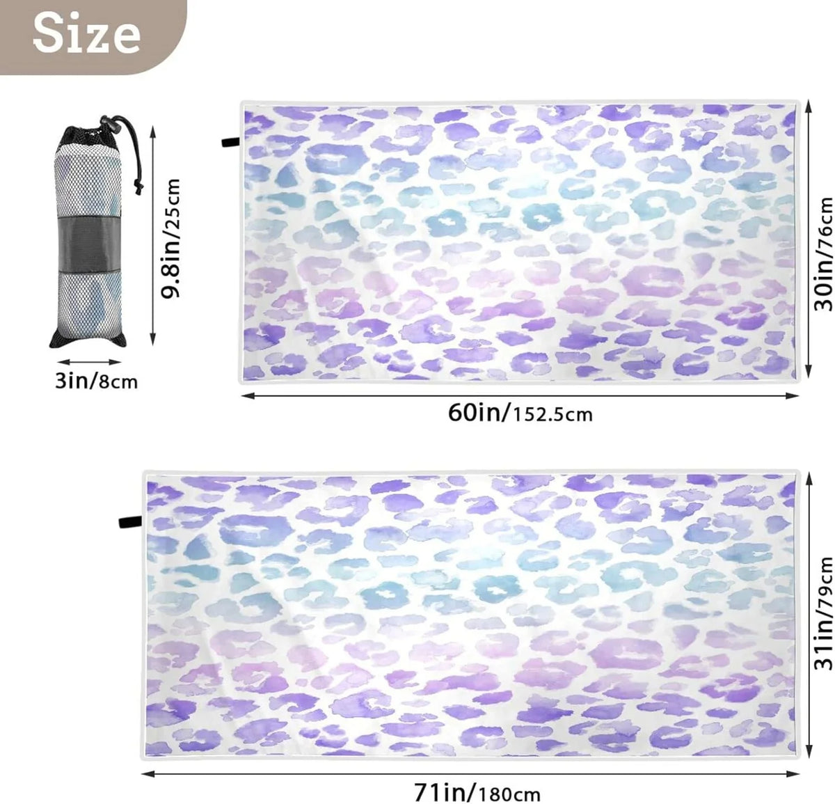 Beach Travel - Swimming Super （405） Towels Camping Bestwell Towel Quick - Gradient Absorbent Oversized Towel Holiday Compact Dry for Lightweight Leopard