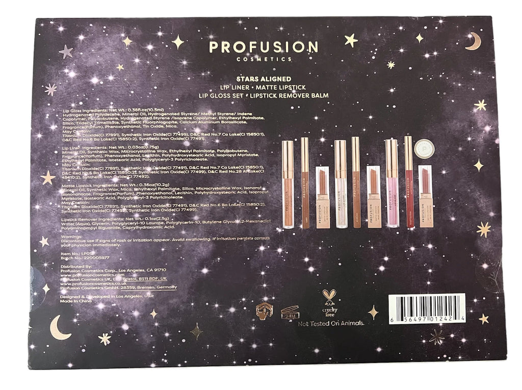 Set, Lip Set Liner, Lip Lip Gloss Aligned, Matte Lipstick and Stars Profusion