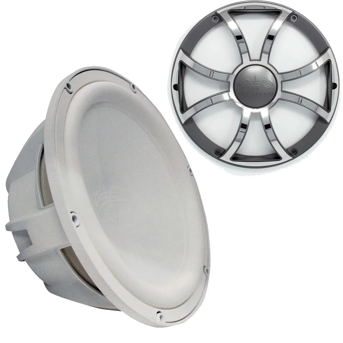4 Grill Gunmetal & & Steel White - Wet Revo - Grill Sounds 12" Subwoofer Ohm Subwoofer Stainless