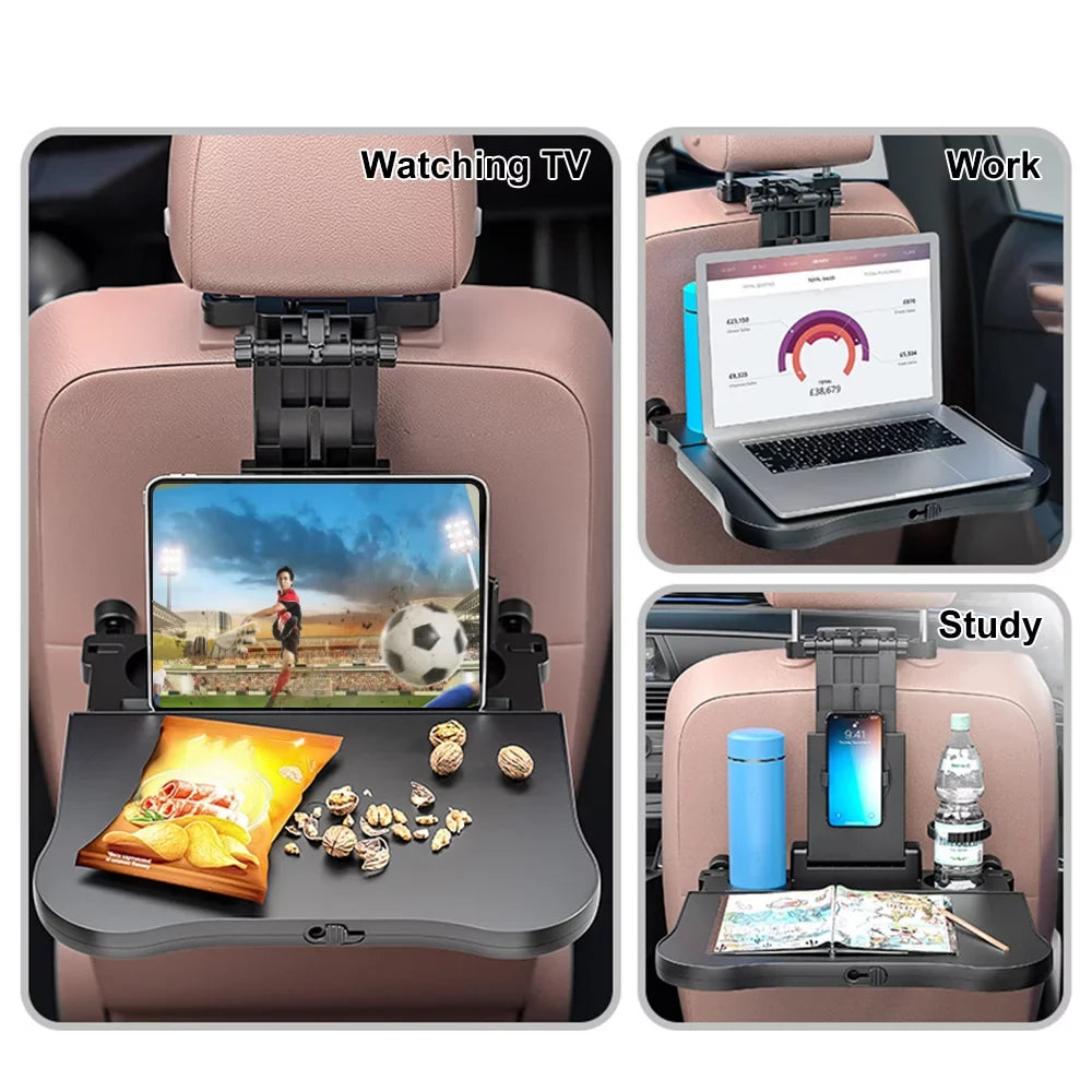 Writing, Table Car Working, Multifunctional Eating Phone with Food Car Dcenta Seat for Tray, Table Holder Travel Car Adjustable Black Back Foldable Seat