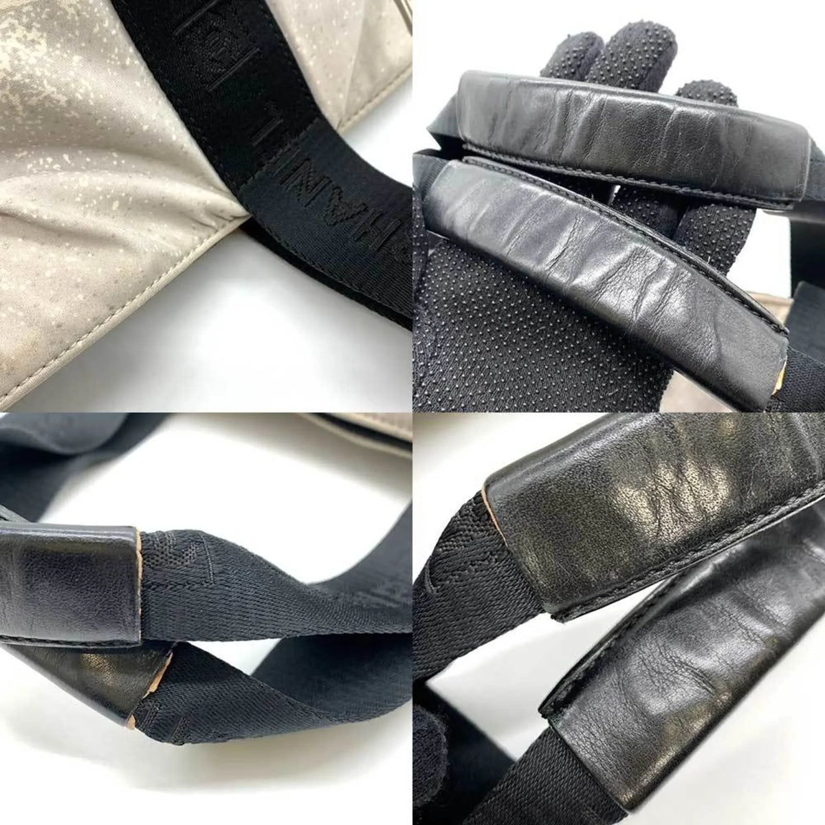 CHANEL Handbag Gray Pattern Line Tote Summer Canvas Bag Nylon High Horizontal Ladies Black x Pre-Owned Sports (Fair) Men's Wave
