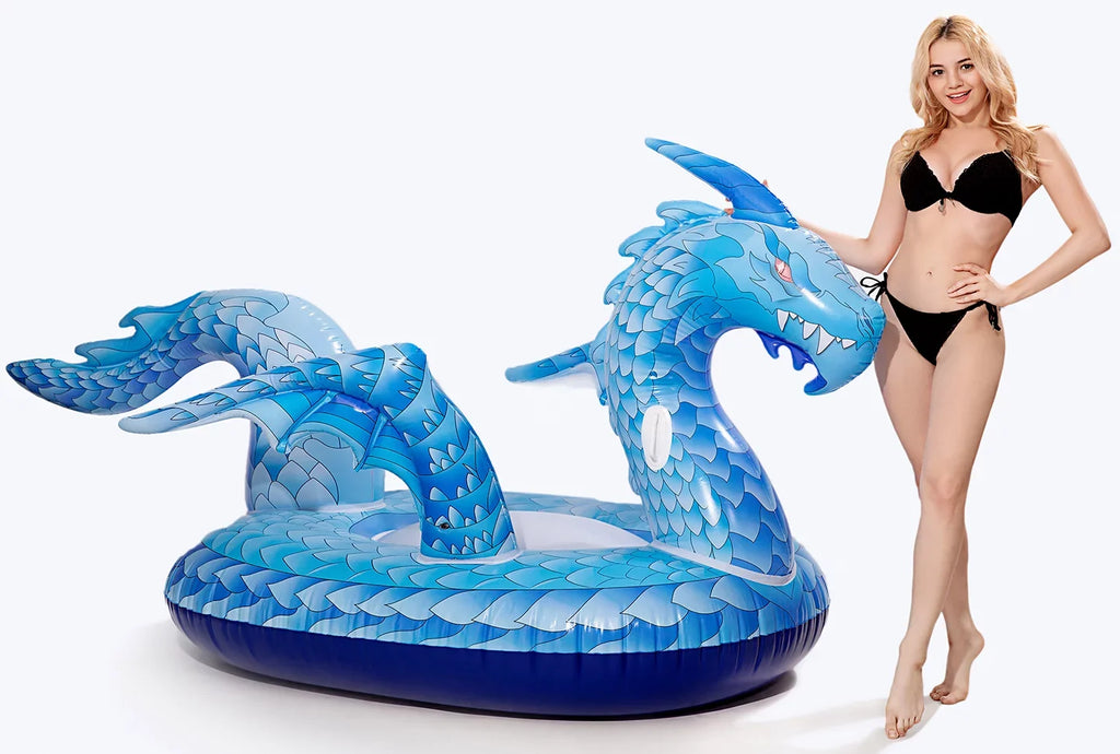 Feet Raft Floatie On Cool Giant Summer for Float) Adults Kids Inflatable Long Dragon Ride and Pool Float, Pool (Dragon Faster Float Lounge Pool Party with 9 Valve, DreambuilderToy Dragon Beach