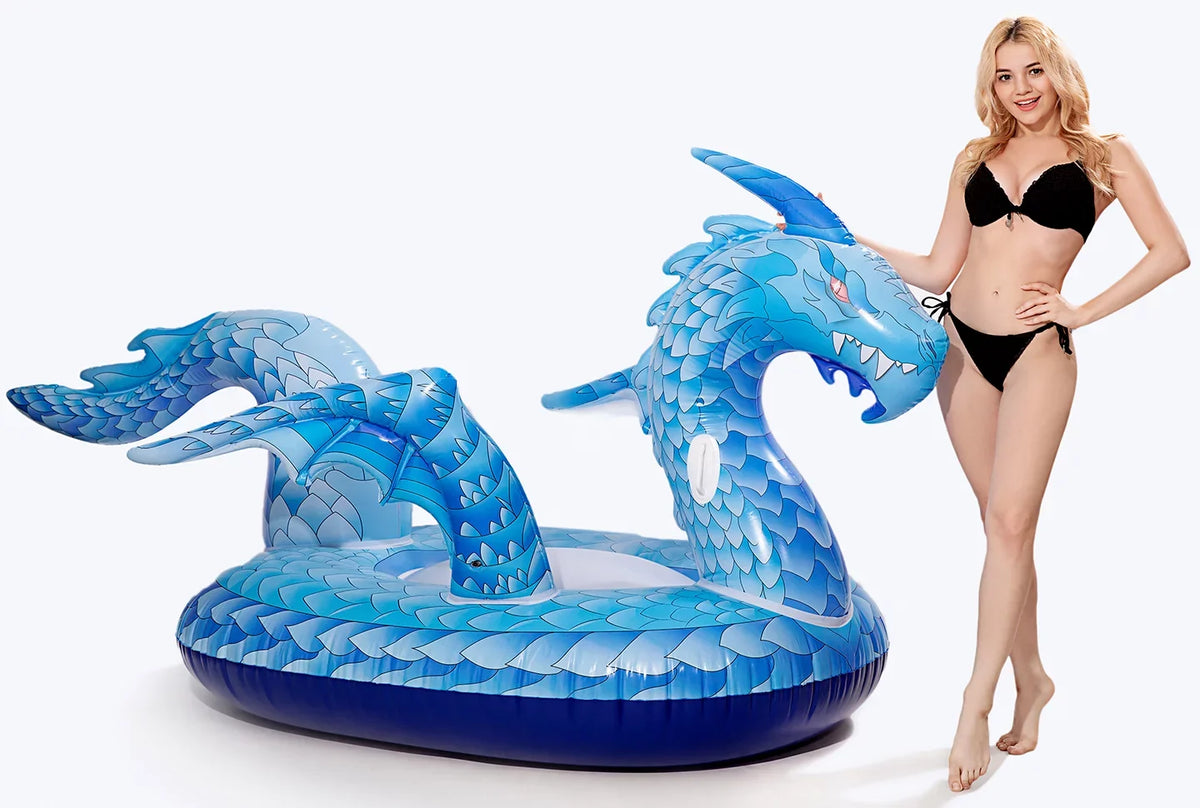 Feet Raft Floatie On Cool Giant Summer for Float) Adults Kids Inflatable Long Dragon Ride and Pool Float, Pool (Dragon Faster Float Lounge Pool Party with 9 Valve, DreambuilderToy Dragon Beach