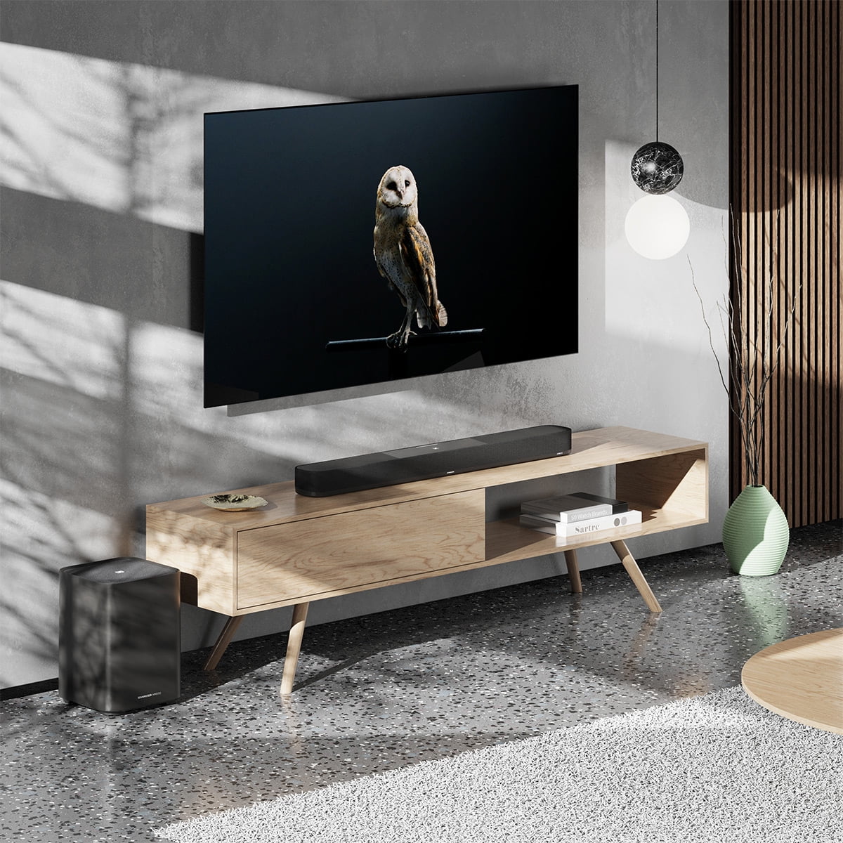Wireless Subwoofer Sennheiser with with Atmos 350W DTS:X with Soundbar Channel Sub Bluetooth 8in Dolby Plus Soundbar and 7.1.4 AMBEO Ambeo