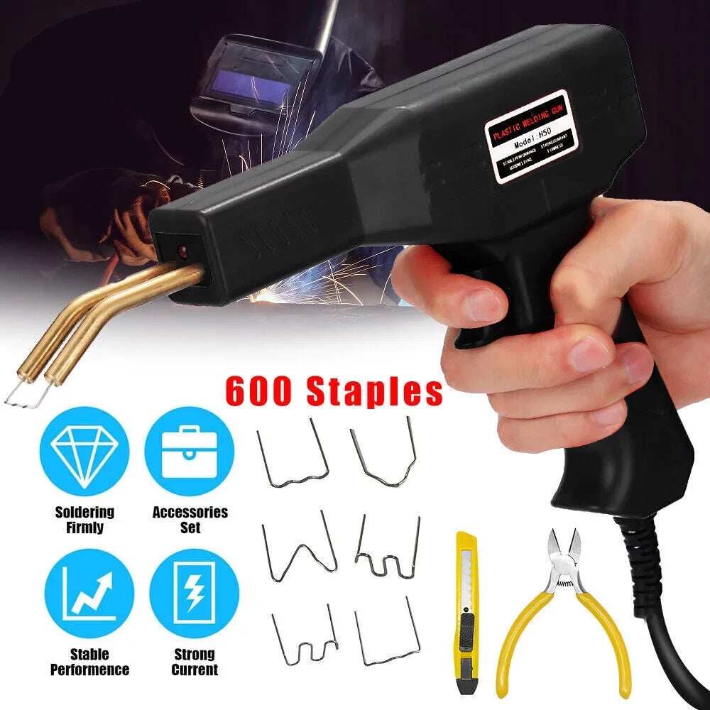 Hot Repair Gun Staples Welder Machine Welding Kit Bumper Stapler Plastic Car 600