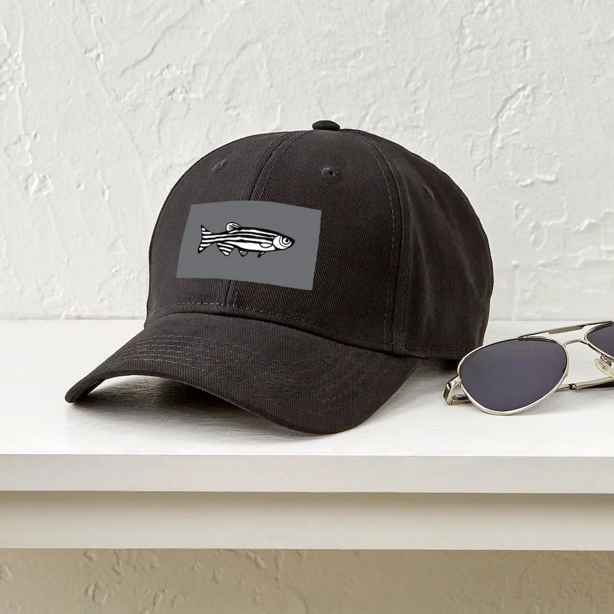CafePress Adjustable - Black Baseball Hat Cap Zebrafish Cotton Printed - Black Canvas