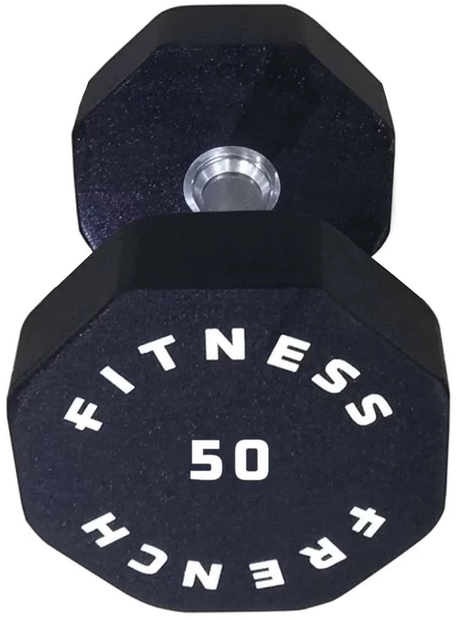 French (New) Dumbbell Sided 50 lbs Urethane Hex 8 - Single Fitness