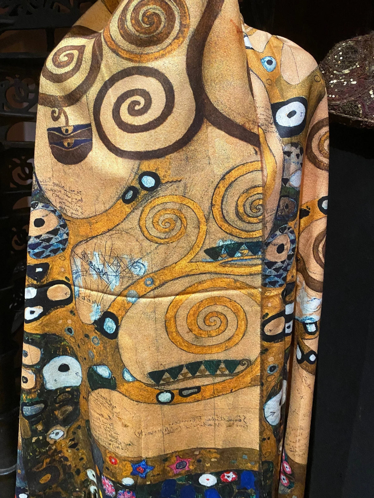 Scarf Cashmere Pashmina Reversible impressionist Wrap Vintage Orange