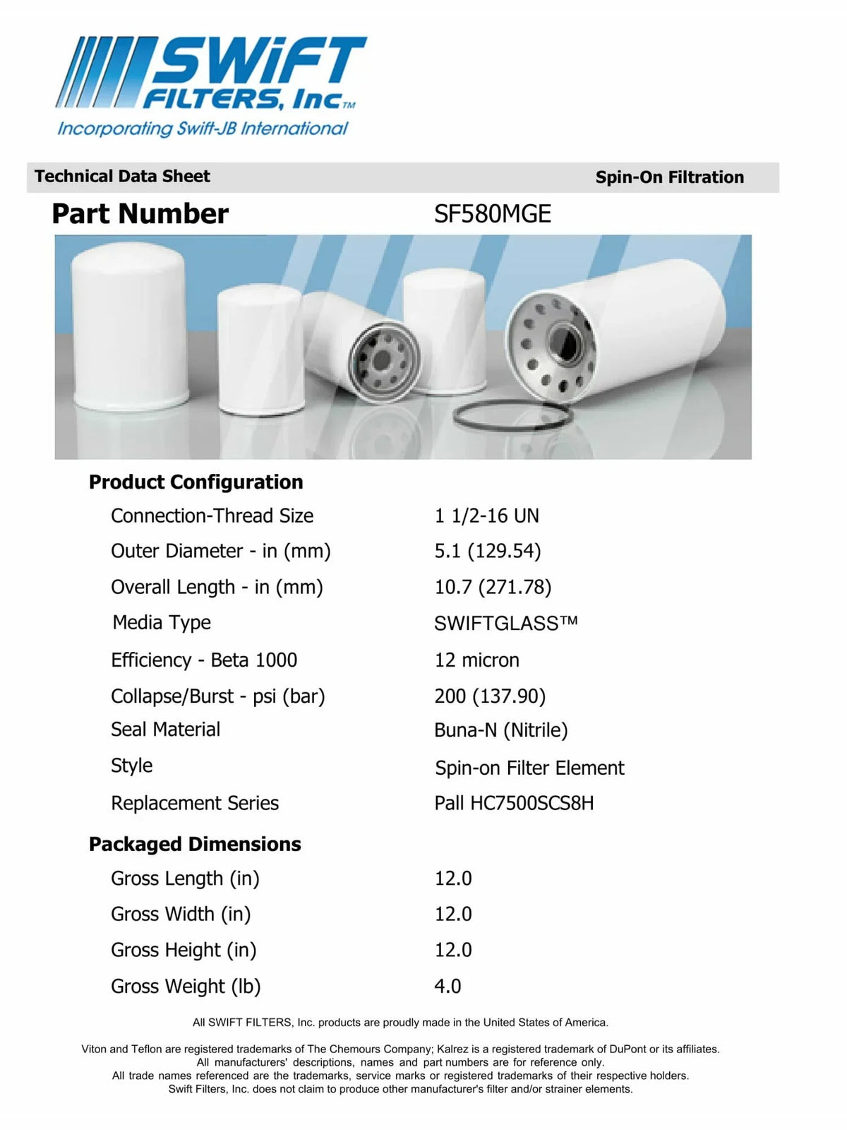 Interchange for Micron Filter Direct Construction Element FLEETGUARD 12 Microglass HF6809in-On