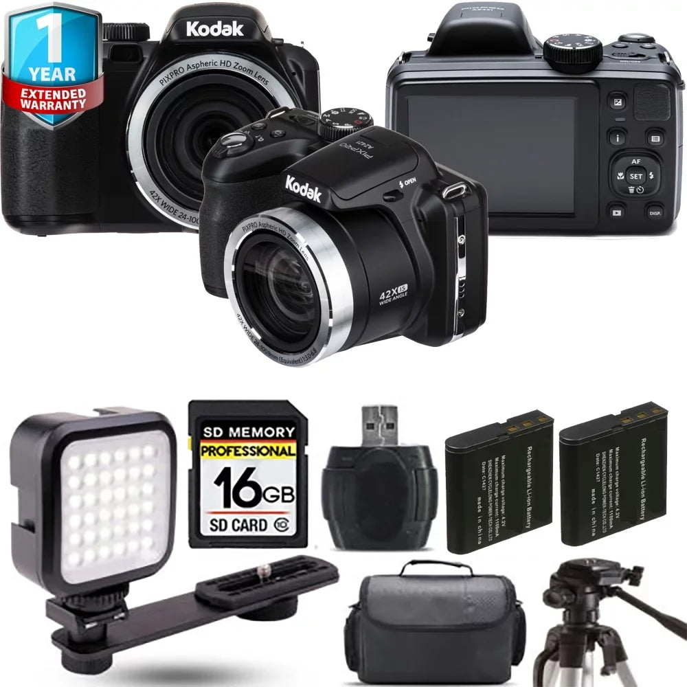 '- 1 16GB AZ421 Yr Camera (Black) Kodak + Warranty Extra + Digital Battery PIXPRO Kit
