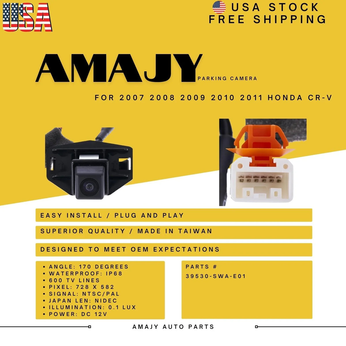 39530-SWA-E01 07-11 Replaces Camera CR-V Honda Backup for