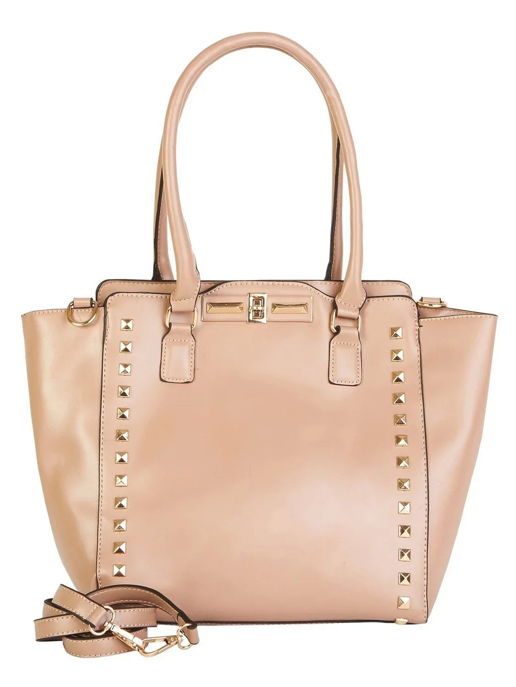 Vegan Gold Women Adult Bags Shopper Beaute Large Leather Studded Handbag (Taupe/Beige)