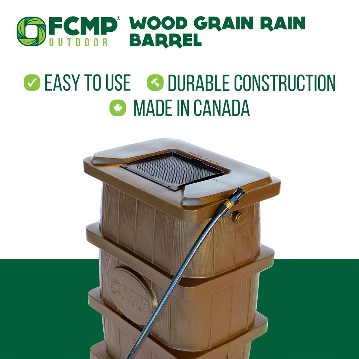 Grain Outdoor 45 Catcher Wood Barrel, WG4000 Rain Water Gallon FCMP Brown