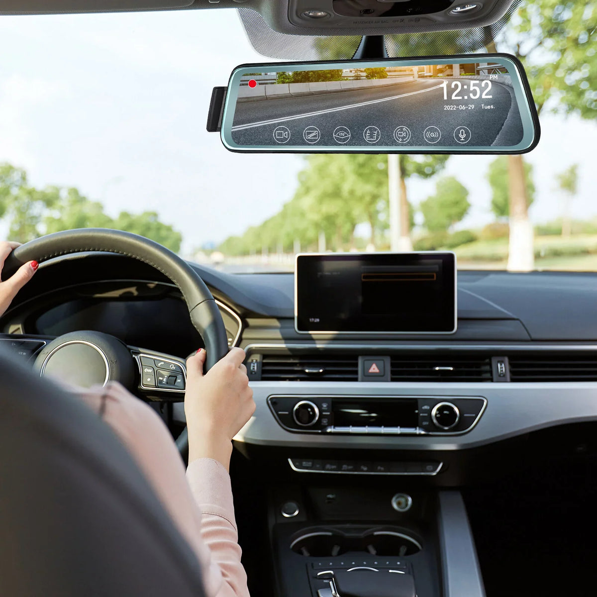 Mirror 10' Angle Cheefull Wide Rear ' Monitor Backup ViewFHD Dash w Parking Camera Rear Mirror Touch Cam Camera Front G-Sensor, Screen 170° and Recording, 1080P Loop Full