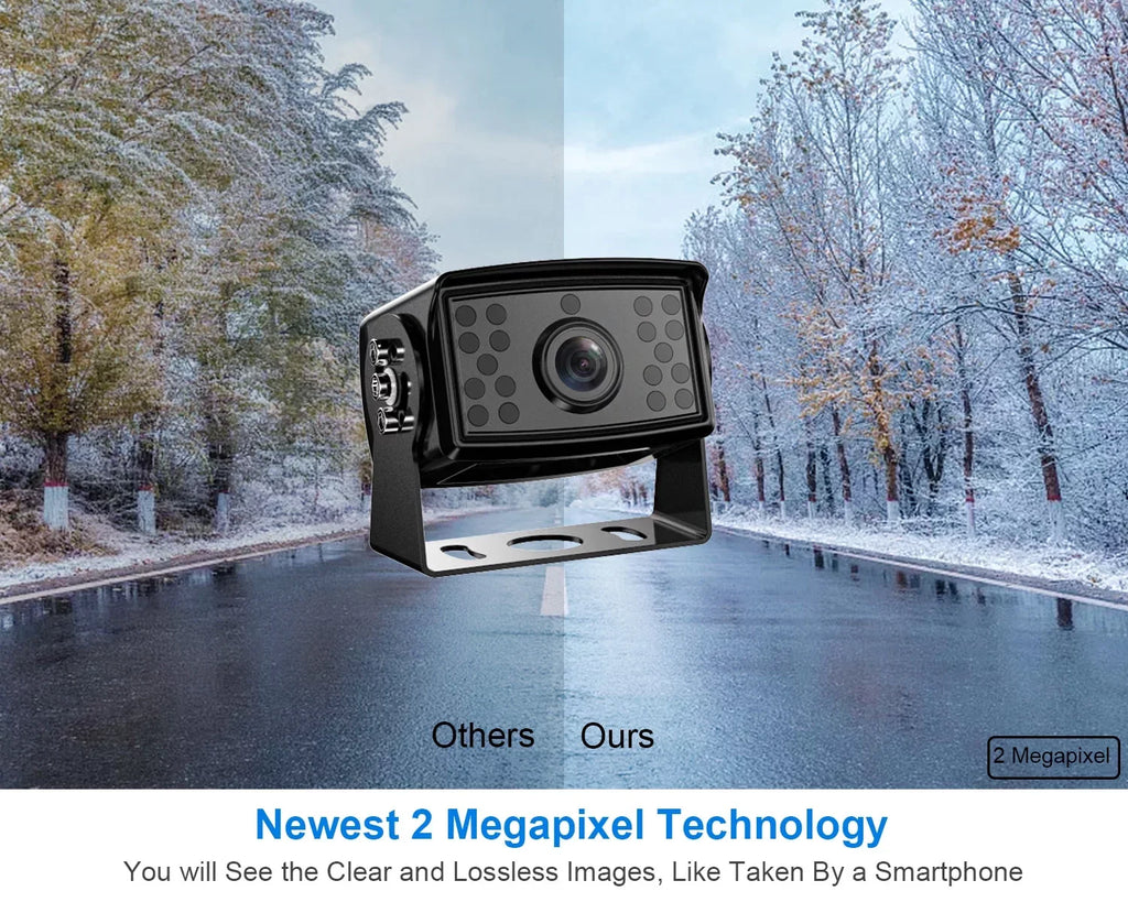 W/ HD Camera Truck/Trailer/RV 7-inch Wired RV IP69 Split Ⅱ Lines Parking (FHD3) Cameras Waterproof View for Dual Systems, 1080P Screen Backup Front/Rear Recording Monitor 7" Fookoo