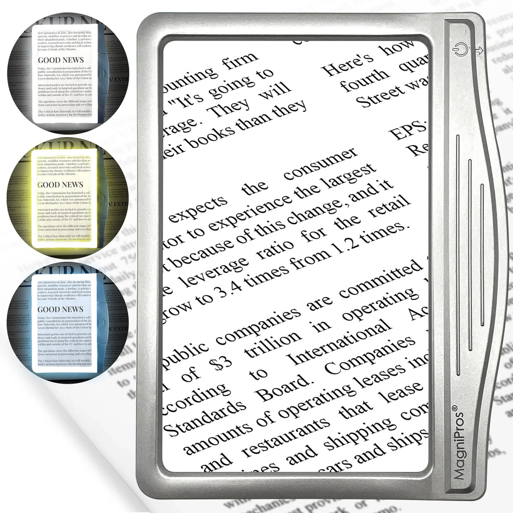 to for Aging Page 5X for Strain-Perfect Eye Small Magnifier Reduce Print, Large Seniors LED Eyes, & MagniPros & Low Vision Reading Anti-Glare Lens