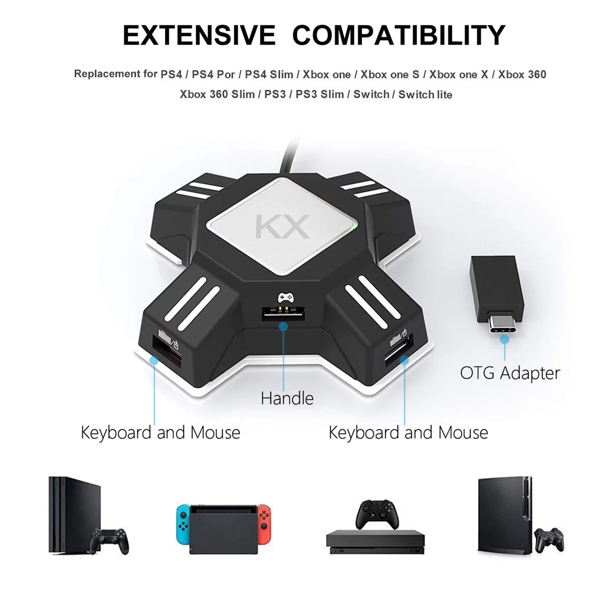CACAGOO Mouse Replacement Portable Adapter Keyboard Adapter Keyboard Mouse Converter