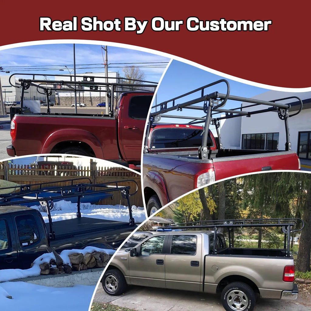 1000 LBS Truck Lumber Universal Cab Ladder Rack Bar 60 Adjustable Over-Cab Bed Pickup Kayak Contractors Kojem Rack Side Long Inch