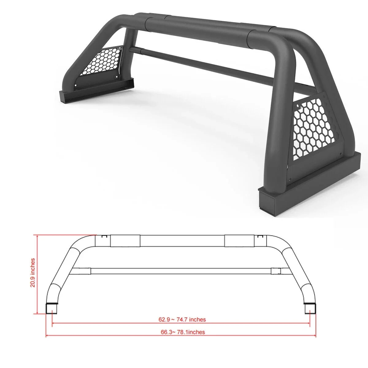 Bar For Sport silverado/GMC 2019-2023 sierra Rack Truck Bar 62.9-74.7" Bed Chase Fit 1999-2013 and Chevy Adjustable Roll