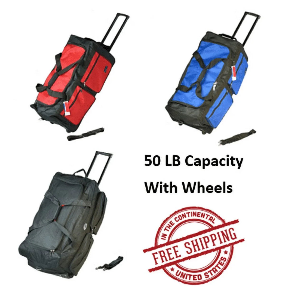 Duty - Heavy Travel Bar Iron Red Wheels System, - Collapsible 28" with Multi-Pocket Duffle Bag Bag