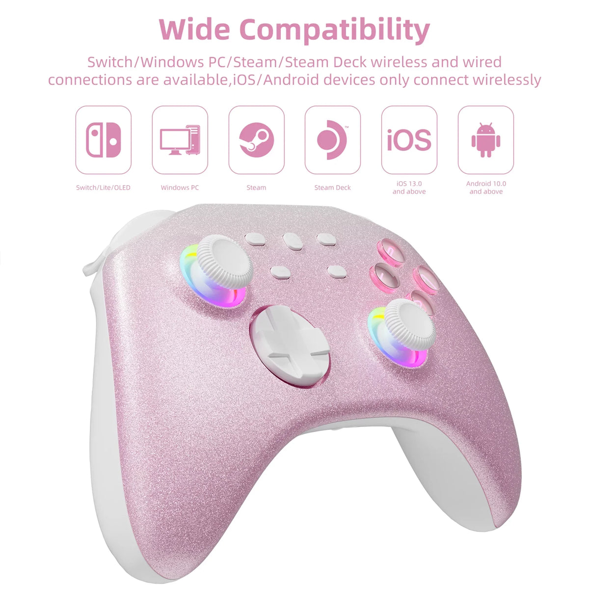 Pink Nintendo Wireless Violet Pokémon Switch Switch/OLED/Lite, Upgraded PC/IOS/Android/Steam for Game Pro for Controller and Switch Remote Disc