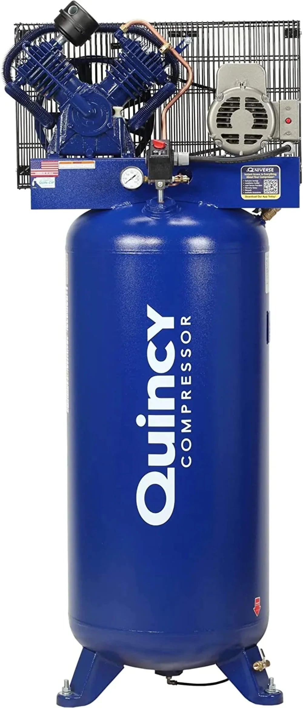 Model Vertical Compressor 1 Phase 60-Gallon Reciprocating 2Stage Air 2V41C60VC QT-54 5HP Quincy 230V
