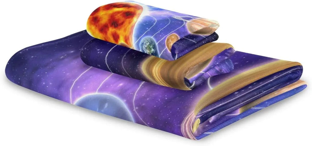 1 Set, 3 Towels, Solar Washcloths Towels Bath Hand Quick-Drying and Planets Towels Piece Absorbent, 1 Coolnut System cloth 1 & Wash